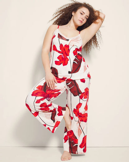 TROPIC LIKE ITS HOT WS Lace Trim Pajama Cami
