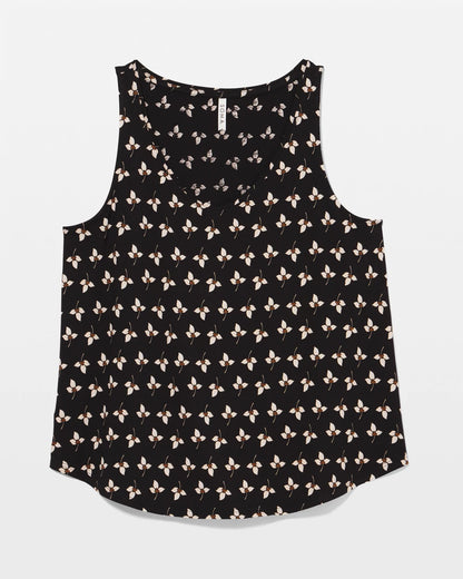 PEACEFUL PETALS BLACK Printed V-Neck Pajama Tank
