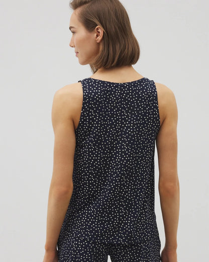 DOT OBSESSED NAVY Printed V-Neck Pajama Tank