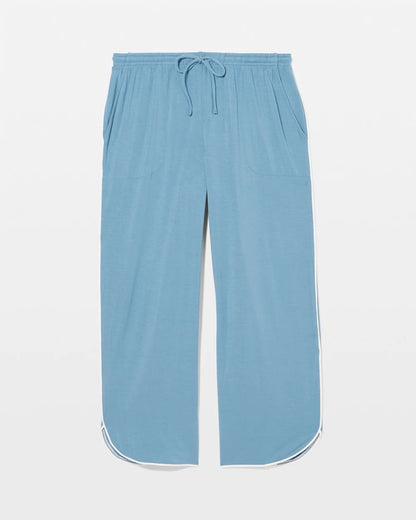 BLUE HEAVEN Solid Piped Crop Pajama Pant