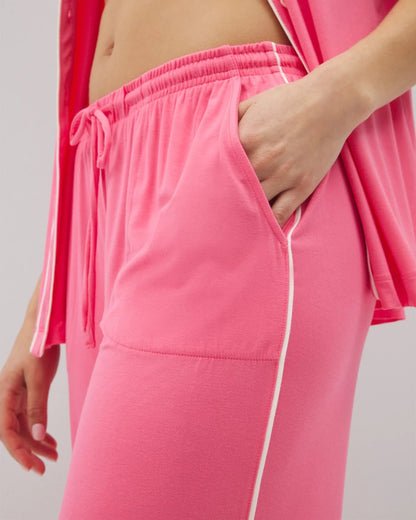 CAMELLIA ROSE Solid Piped Crop Pajama Pant
