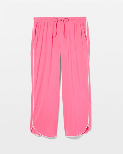 CAMELLIA ROSE Solid Piped Crop Pajama Pant