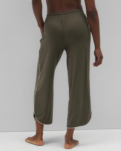 GRAPE LEAF Solid Piped Crop Pajama Pant