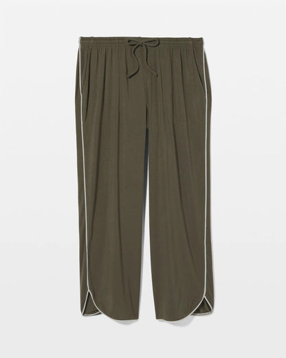 GRAPE LEAF Solid Piped Crop Pajama Pant