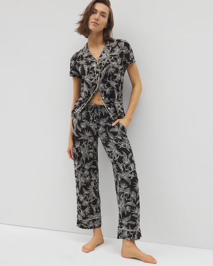 PLUMERIA BLOOMS BLK CH Printed Pajama Pants