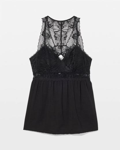 BLACK Soft Support Lace Pajama Cami