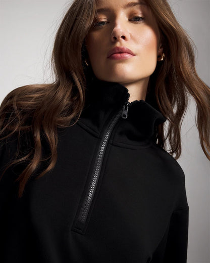 BLACK Modern Modal Quarter Zip Sweatshirt