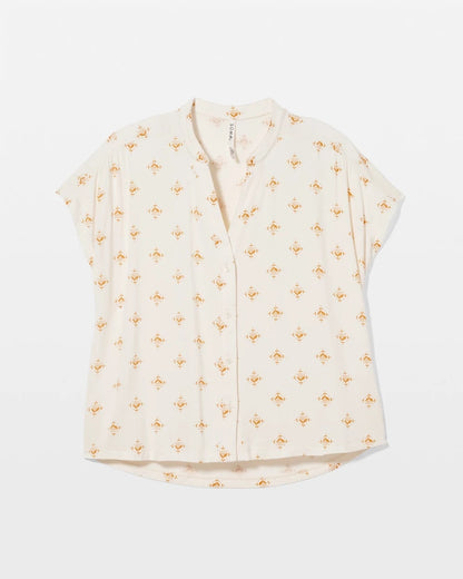 KASHMIR ICON CHAMP Mandarin Collar Short Sleeve Pajama Top
