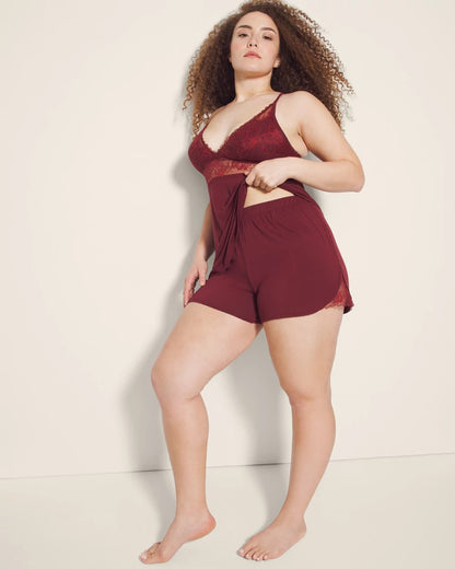 VERMILLION Lace Trim Pajama Shorts