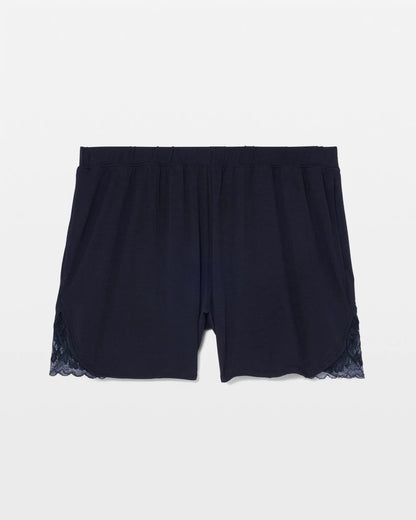 NIGHTFALL NAVY Lace Trim Pajama Shorts