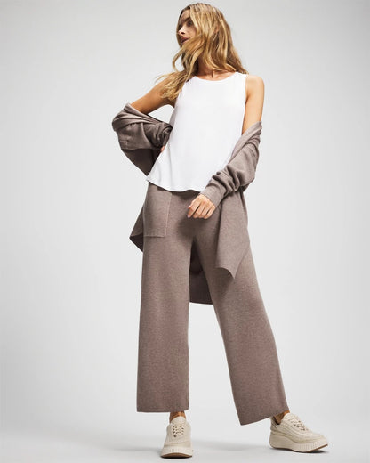 HEATHER FAWN Premier Knit Sweater Wide Leg Pant