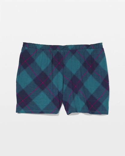 BUNDLE UP PLAID BIAS TEAL Pajama Shorts