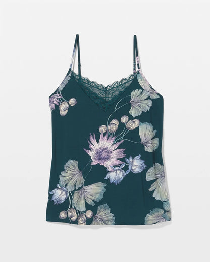 HAVEN BOTANICAL DARK SEA Lace Trim Pajama Cami