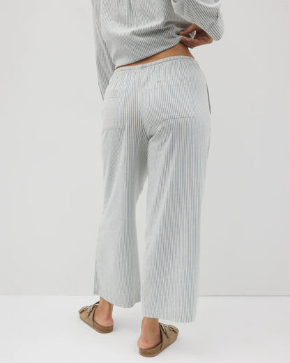 BLUE HEAVEN STRIPE Beach Cotton Crop Pant