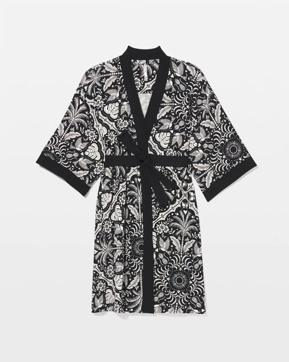 AMAZONIA TILE BLACK Short Robe