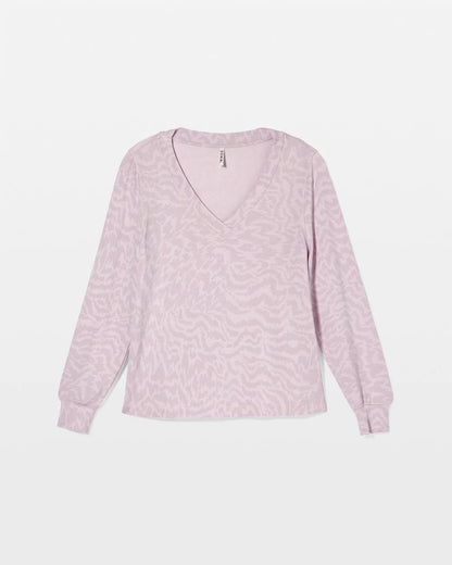CANT BE TAMED LILAC Long-Sleeve V-Neck Pajama Top