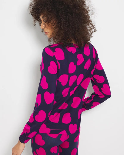 LOVE STRUCK NAVY Long-Sleeve V-Neck Pajama Top
