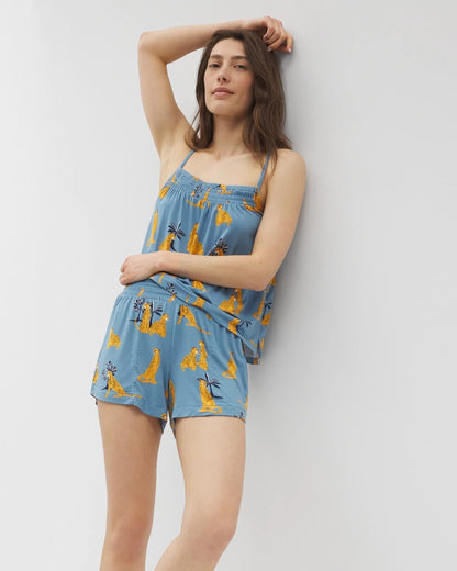 FELINE FUN BLUE HEAVEN Smocked Pajama Cami