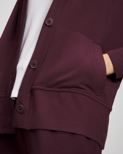 MERLOT Ultrasoft Fleece Relaxed Button Up Cardigan