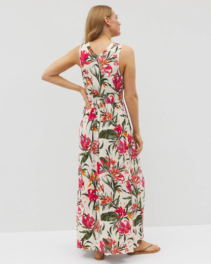 LE TIGRE TROPIC PARCHMENT Riviera Surplice Maxi Bra Dress