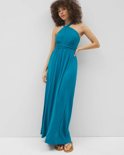 DEEP POSEIDON Bayside Halter Maxi Bra Dress