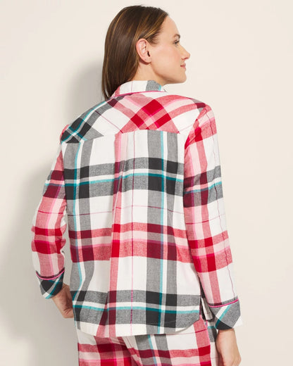 FIRESIDE PLAID CHAMPAGNE Super Soft Long-Sleeve Notch Collar Pajama Top