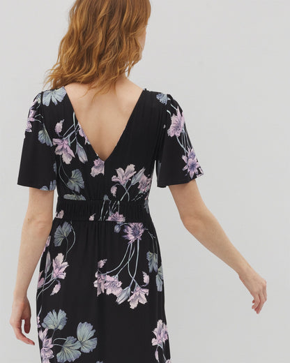 FLORAL HAVEN BLACK Oasis Midi Bra Dress