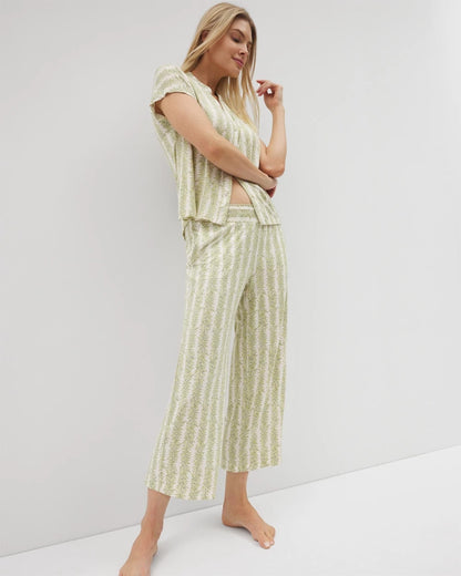 CHILL STRIPE CHAMPAGNE Cropped Pajama Pants