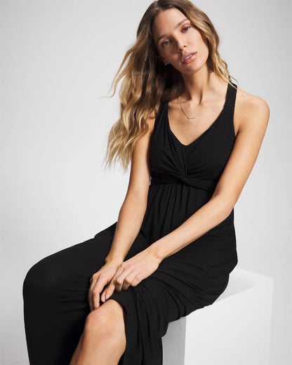 BLACK Soft Jersey Twist Front Maxi Dress