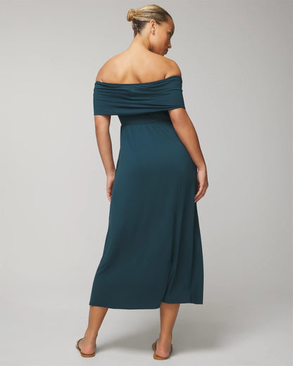 DARK HARBOUR Off-The-Shoulder Midi Bra Dress