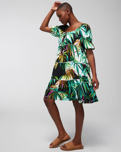 BUNGALOW PALMS COCONUT Tiered Short Bra Dress