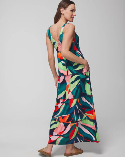 VACAY VIBES NIGHTFALL NVY Tiered Maxi Bra Dress