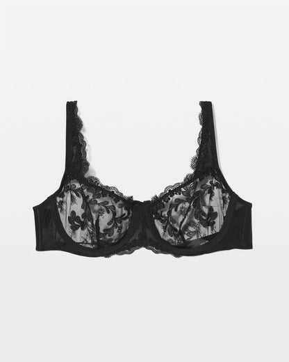 BLACK Sensuous Embroidery Balconette Bra