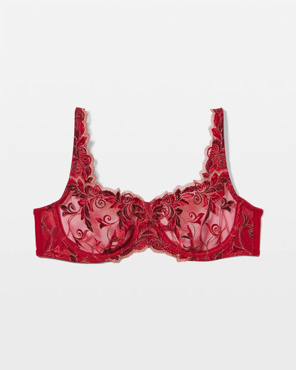 RED VELVET TONAL W/ LUREX Unlined Bra