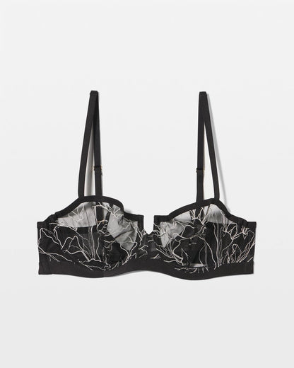 BLACK Embroidered Unlined Balconette