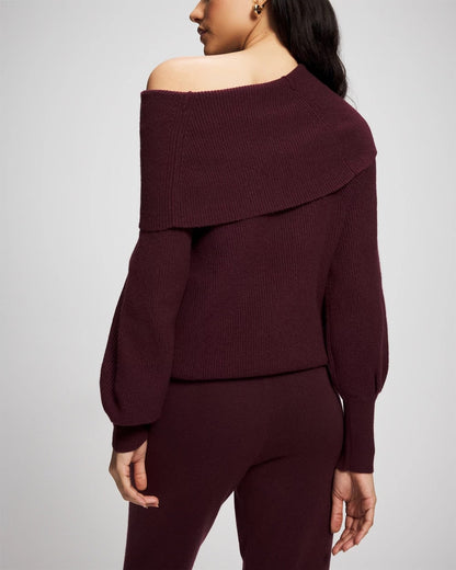 MERLOT Premier Knit off the Shoulder Sweater