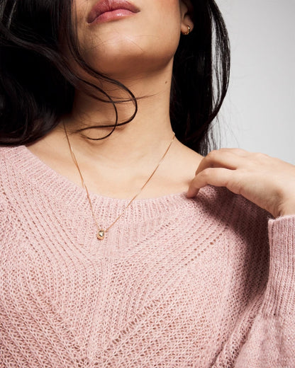 ADOBE ROSE Shimmer Cable Knit Sweater