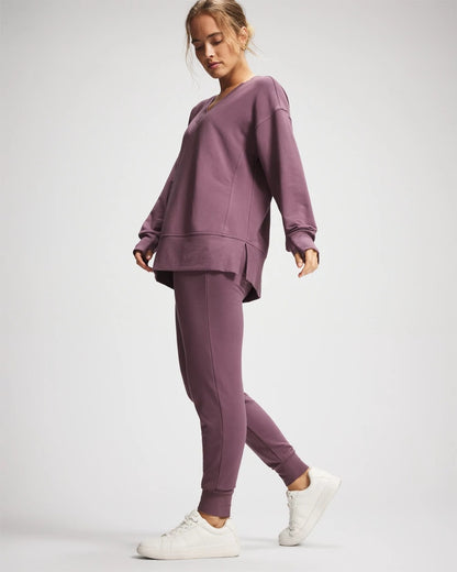 PURPLE FLINT Ultrasoft Fleece V-Neck Sweatshirt