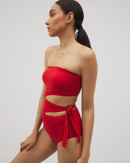 BARBADOS CHERRY Soma Swim Bandeau Cutout One Piece