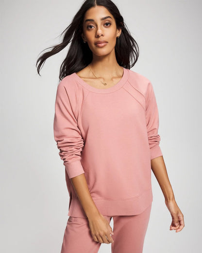 CINDER ROSE Essential Terry Crewneck Sweatshirt