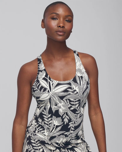 PATTERNED PALMS BLACK 24/7 Racerback Bra Tank