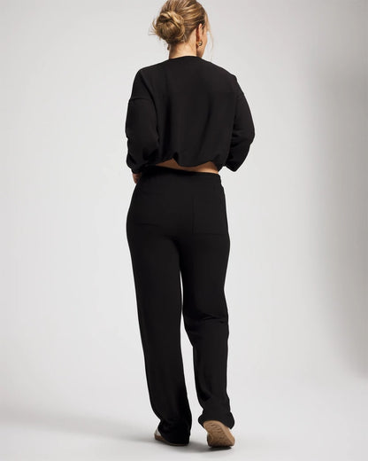 BLACK Ultrasoft Fleece Straight Leg Pant