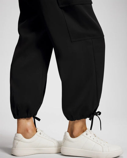 BLACK Satin Relaxed Cargo Pant