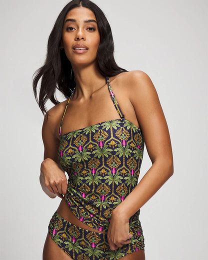 PALMY PATTERNS NAVY Bandeau Tankini Top