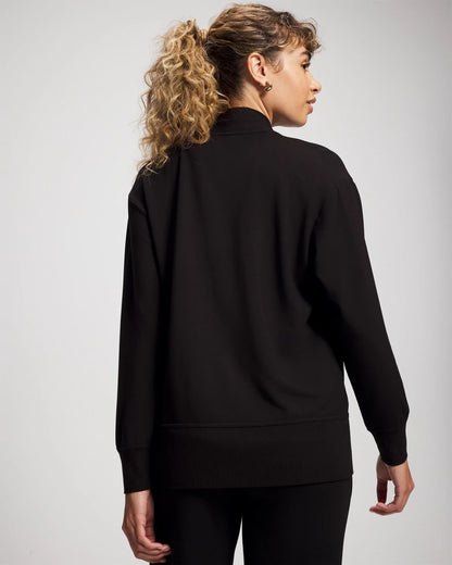 BLACK Ultrasoft Fleece Relaxed Button Up Cardigan