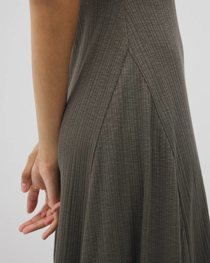 DARK GRAY OLIVE Rib Square Neck Lounge Dress