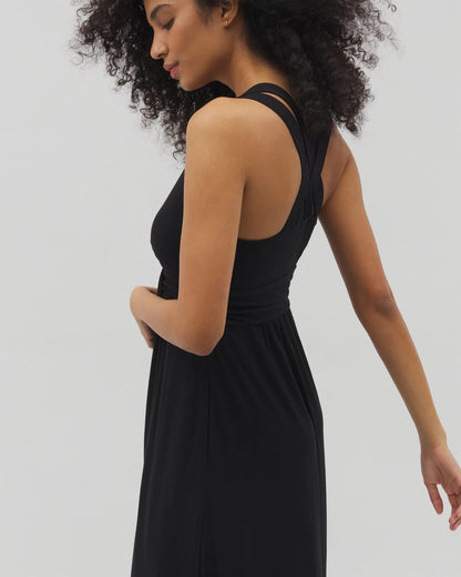 BLACK Isla Cross Back Maxi Bra Dress