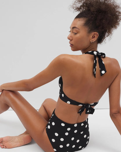MOVEMENT DOT MINI B Shirred Halterkini Top