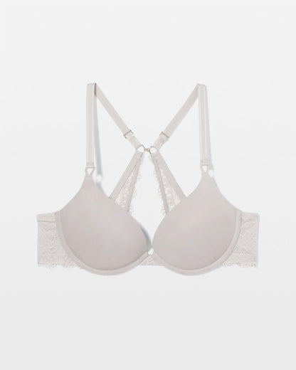 GRAY GLASS Push-Up Plunge Bra with Lace