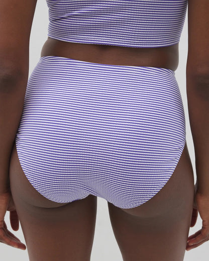 BLUE SEERSUCKER Seersucker High-Waist Bottoms